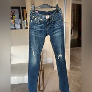 True Religion Dark Wash Stretch Jeans Jewel Buttons - Size 26